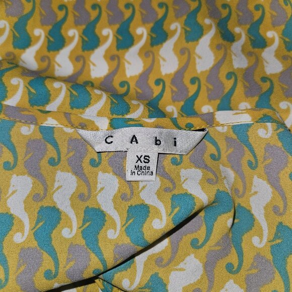 CAbi Seahorse Tank Top XS Pleated Front Adjustable Straps Mustard Gray Green - Picture 8 of 13